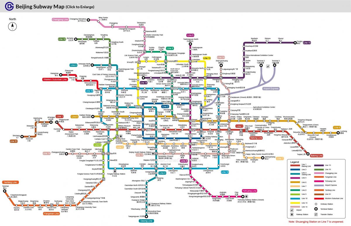 kart over Beijing subway station