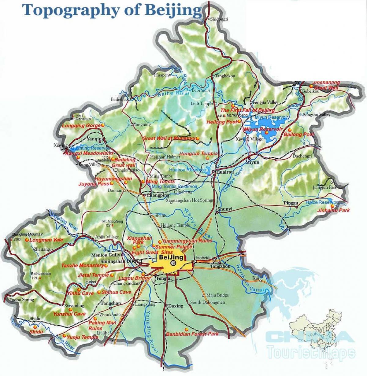 kart over Beijing topografiske